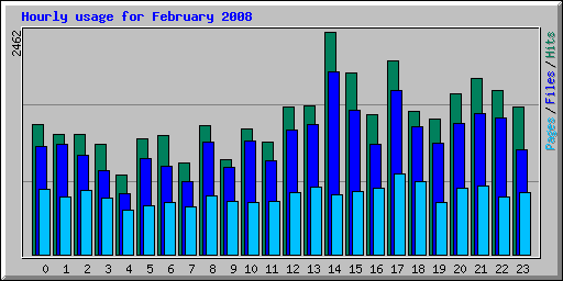 Hourly usage for February 2008