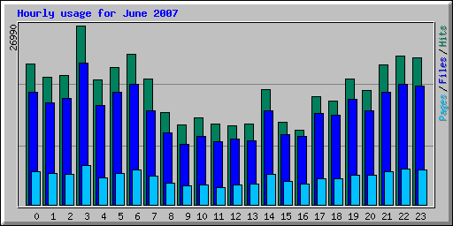 Hourly usage for June 2007