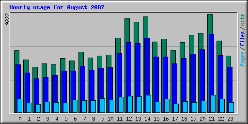 Hourly usage for August 2007